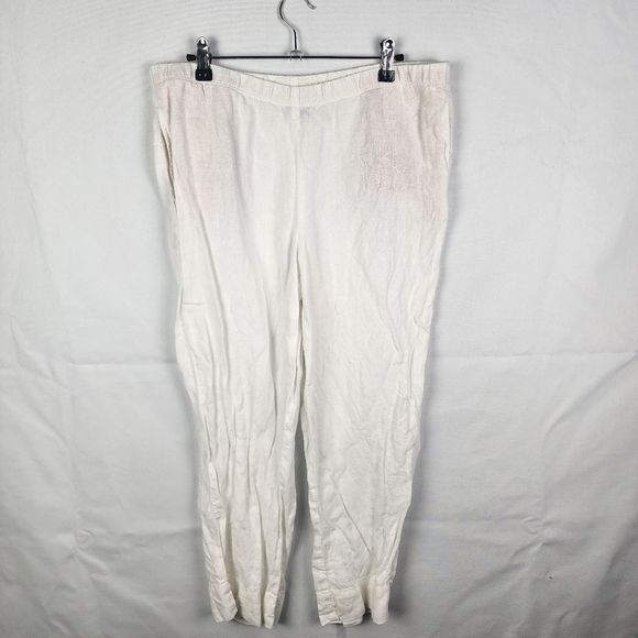 J Jill White Pull On 100% Linen Straight Leg Pants SIZE Small - Picture 1 of 6